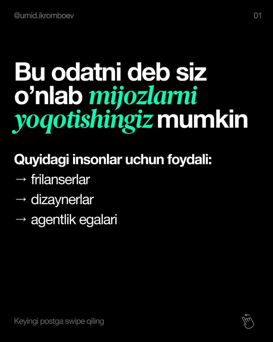 4 yil oldin olishim kerak boʻlgan maslahat