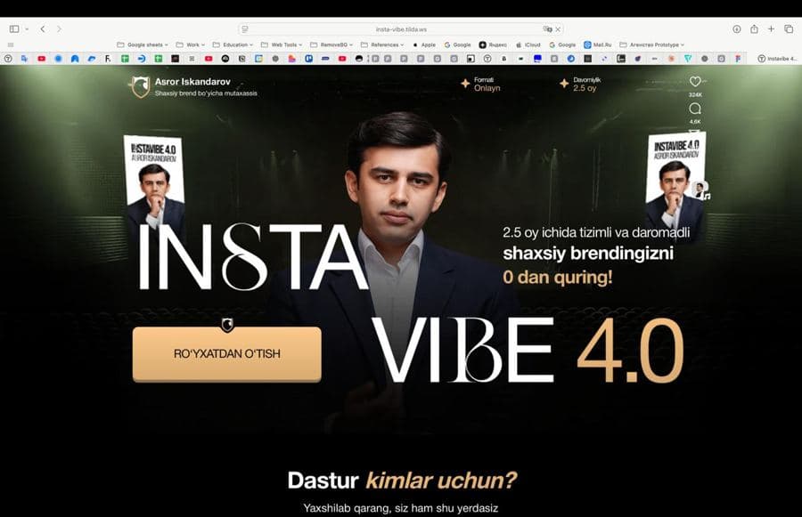 Instavibe 4-potok uchun yasalgan sayt